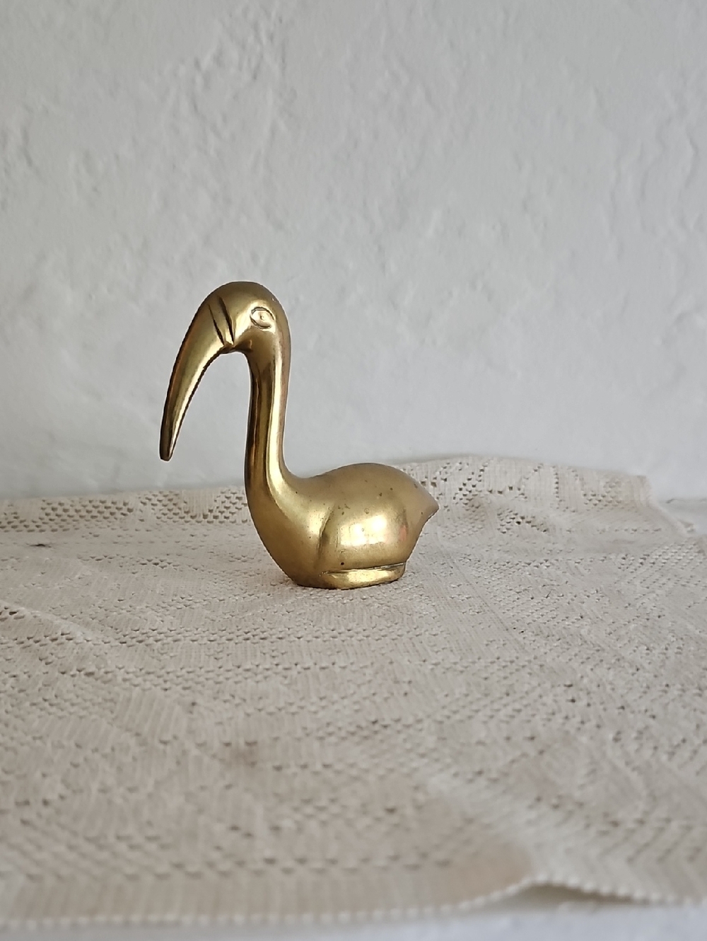 Vintage Brass Seated Ibis